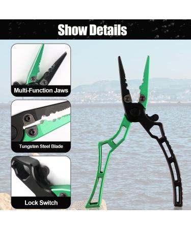 Mouhike Long Nose Fishing Pliers - Stainless Steel Hook Remover and Braid Cutter for Freshwater and Saltwater Fishing - Green Pliers Only - Buy Online on GoSupps.com