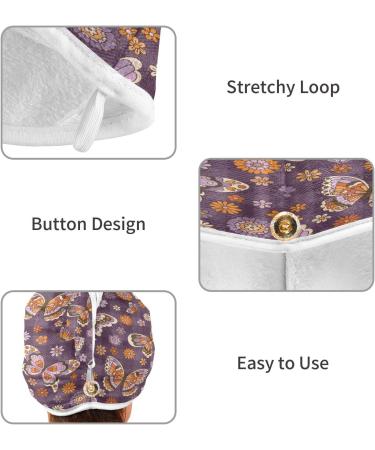 Flower Butterfly Dry Hair Cap Set | 2 Piece Quick Drying Towel & Button Headband | Super Absorbent & Soft - Buy Online on GoSupps.com