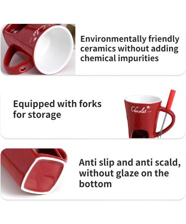 Chocolate Fondue Cup with Fork Tea Candle Fondue Set 130ml Ceramic Melting Chocolate Cup Cheese Butter Melting Cup - Buy Online on GoSupps.com