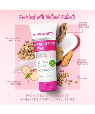 Vigority Progesterone Cream for Women | Natural Hormonal Relief for Menopause Hot Flashes & Night Sweats | Bioidentical Menstrual Balance - 4oz - Buy Online on GoSupps.com