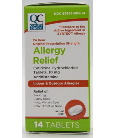 Quality Choice Allergy Relief Cetrizine Hydrochloride 10mg Antihistamine - 14 Tablets - Buy Online on GoSupps.com