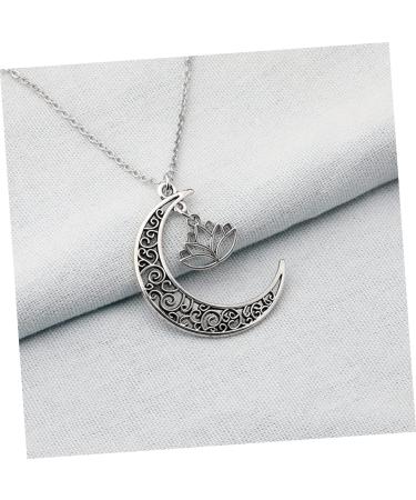 ifundom Delicate Neck Jewelry Cutout Moon Necklace Vintage Decor Yoga Ornament Dainty Necklace Romantic Necklace Pendant Lotus Flower Decor - Buy Online on GoSupps.com