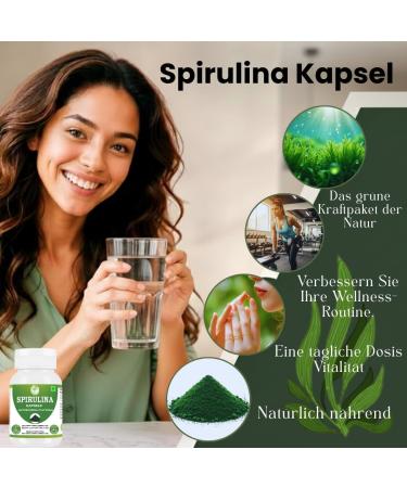  Morsan Healthcare Spirulina (Arthrospira platensis) Capsules | Pack of 60 x 500 mg Vegetarian Capsules | Natural Food Supplement | GMP Certified | Gluten-Free (120) - Buy Online on GoSupps.com