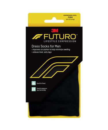 FUTURO Dress Socks for Men X-Large Black Firm (20-30 mm/Hg)