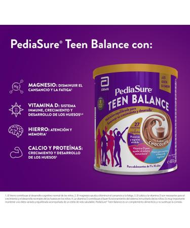  PediaSure PediaSure Teen Balance - With Magnesium Iron & Vitamin D - Adolescent Food Supplement Vitamins Proteins Minerals - Chocolate Flavour - 400g - Buy Online on GoSupps.com
