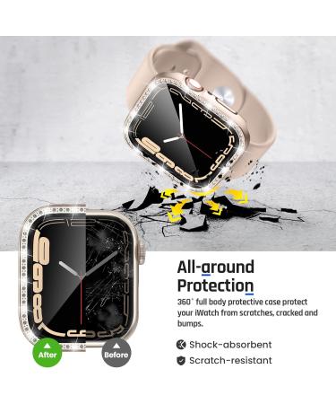 Goton 2-in-1 Waterproof Bling Case for Apple Watch 40mm SE (2nd Gen) Series 6 5 4 | Glitter Diamond Rhinestone Bumper Cover | Rose Gold Women's Screen Protector for iWatch Accessories - Buy Online on GoSupps.com