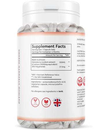 Reishi Mushroom Extract 3000mg - 4 Month Supply - 120 Vegan Capsules - Buy Online on GoSupps.com
