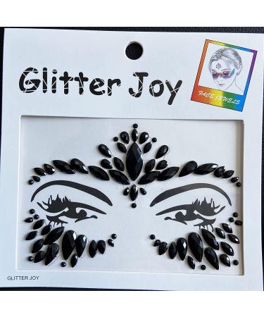 Rhinestone Festival Face Jewels 4-Pack - Temporary Tattoo Stickers for Rave, Body Gems, and Bindi - Black - Buy Online on GoSupps.com