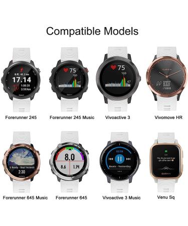 ISABAKE Watch Band for Garmin Forerunner 245 / 245 Music/ Forerunner 645 / 645 Music Compatible with Garmin Vivoactive 3 /Venu Sq/Vivomove HR 20mm Soft Silicone Replacement Wristbands (white) - Buy Online on GoSupps.com