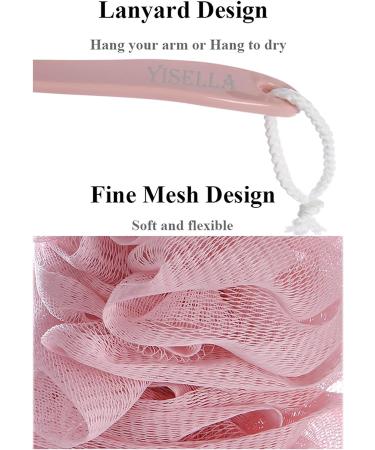 Shower Back Scrubber with Handle - PE Soft Mesh Luffa Sponge for Men & Women - Bath Brush Cyan - Buy Online on GoSupps.com