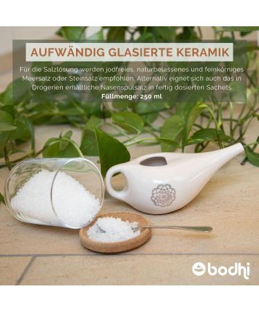 Ceramic Neti Pot with Gold Mandala Design for Nasal Rinse - Cream/Gold Color - Buy Online on GoSupps.com