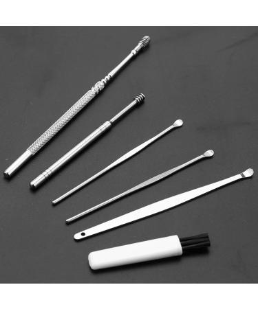 Floahazz 6Pcs Ear Pick Set Stainless Steel Earpick Ear Wax Curette Remover Spoon Spiral Ear Clean Tool With Case - Buy Online on GoSupps.com