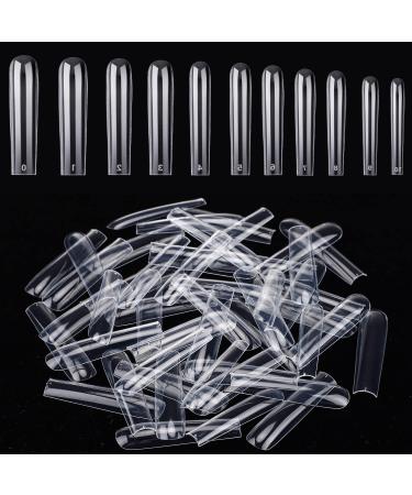 Shop No LIFE 504 Pieces Full Cover XXXL Square False Nail Tips - 12 Sizes of Super Extra Long Clear Quadratic Acrylic Nails for Nail Studios & Manicure - Buy Online on GoSupps.com