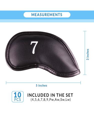 Premium Magnetic Leather Golf Club Head Covers Set | Embroidered Labels | Fits Irons and Wedges 4-Lw | Set of 10 - Buy Online on GoSupps.com