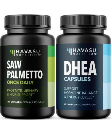 HAVASU NUTRITION DHEA 50mg Supplement (60 Servings) & Saw Palmetto Capsules (100 Servings)