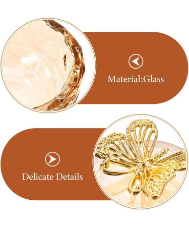 Baluue Dappen Dish Golden Apple Shaped Glass Crystal Dappen Dish Cup Nail Art Liquid Powder Nail Crystal Bowl with Butterfly Top Lid for Nail Art Manicure - Buy Online on GoSupps.com