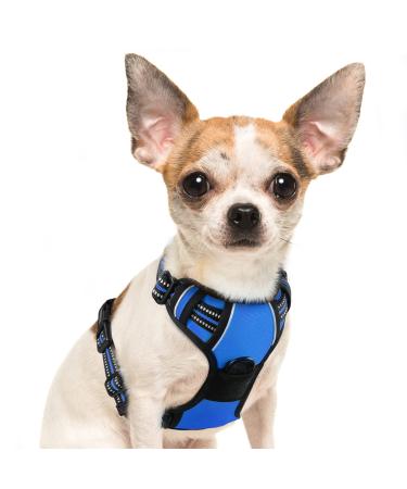 Eagloo dog harness Small dogs anti -train dog harness with reflex strips and control adjustable adjustable and durable breast harness dog suitable for walking and jogging blue s s (1 pack) blue