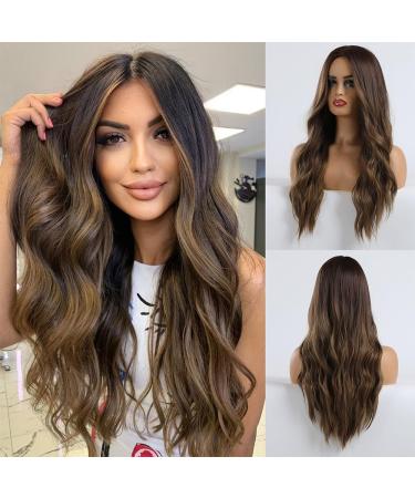 Haircube brown wig middle parting long curly women wigs 24 inch wigs for women naturally looking synthetic wigs medium3 - Buy Online on GoSupps.com