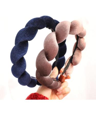 amangul Braid Headband VelvetHeadband Sponge Headband Hair Hoop Spa Headband Wash Face Skincare Headband Makeup YogaSweatband(Coffee) - Buy Online on GoSupps.com