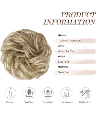 FESHFEN Messy Bun Hair Piece Hair Scrunchies Thick Curly Wavy Hair Piece Synthetic Donut Updo Hairpieces for Women Girls Light Ash Brown & Bleach Blonde 55 g (Pack of 1) 55 g (Pack of 1) 16H613# Light Ash Brown & Bleach Blonde - Buy Online on GoSupps.com