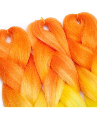 Shop Tess Braids Extensions - 60 cm Jumbo Kanekalon Ombre Hair Braids (3 Pack) in Blue/Red/Orange - Ideal for Box Braids - 100g Per Bundle - Buy Online on GoSupps.com