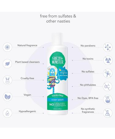Fresh Monster 2-in-1 Kids Ocean Splash Shampoo & Body Wash - Toxin-Free, Hypoallergenic, Natural - 8.5 Fl Oz - Buy Online on GoSupps.com