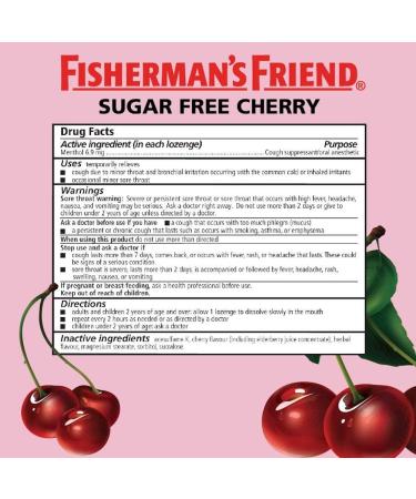 Fisherman's Friend Sugar Free Cherry Menthol Cough Drops - 40 Count Lozenges | Cough Suppressant - Buy Online on GoSupps.com
