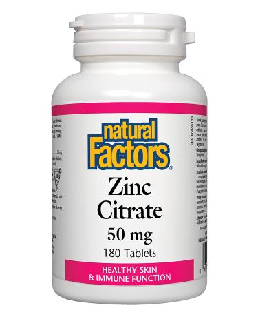 Natural Factors - Zinc Citrate 50mg Support for Healthy Skin & Immune Function 180 Tablets
