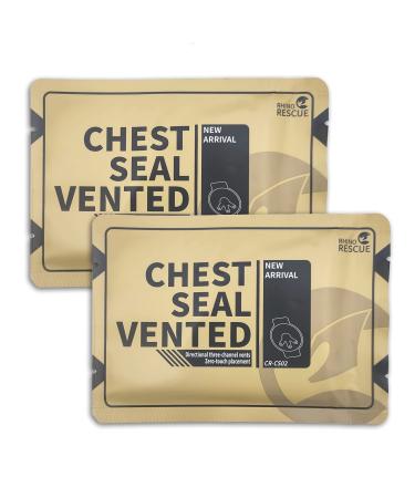 RHINO RESCUE Vent Chest Seal, Emergency Trauma Dressing, First Aid Kit Sterile, Wound Care IFAK Supplies, 2 Count - Buy Online on GoSupps.com