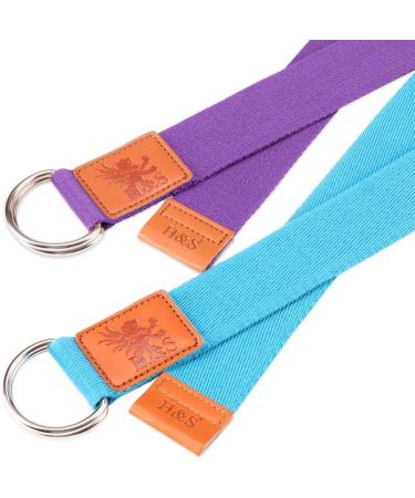 H&S Yoga Belt with Loops - Adjustable Cotton Yoga Straps (1.85 & 2.45m) - Perfect for Home & Travel - Durable Yoga Accessories - Buy Online on GoSupps.com