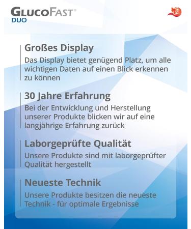 Gluco-Fist Duo Blood Sugar Measuring Device Set | 60 Test Strips & 110 Lanzetten | Precise & Simple MMOL/L Measurement for Optimal Health - Buy Online on GoSupps.com