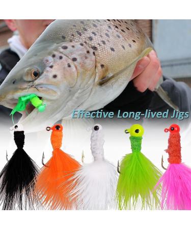 Marabou Feather Fishing Crappie Jig Heads 20pcs Kit - Ideal for Walleye, Panfish, Sunfish, Bluegill, Perch - 1/8oz 1/16oz 1/32oz Sizes - Buy Online on GoSupps.com