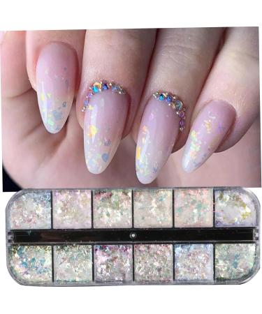 Nail Art Glitter Flake Nail Art Foil Flake Shining Holographic 12 Grids Nail Glitter Flake for Summer Nail Art Decoration - Buy Online on GoSupps.com