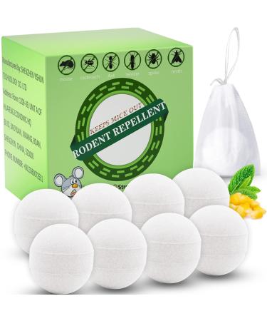 Rodent Repellent Balls, Peppermint Oil to Repel Mice and Rats, Mouse Repellent, Mint Squirre, Mice Away, Mint Mice Repellen for Outdoor, Rat Deterrent Indoors & Outdoors(8-Pack)