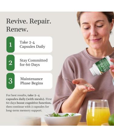 MemNivia Brain Supplements for Memory & Focus | Dual-Sage Stem Cell Formula with Cognivia Bacopa Holy Basil & Ginger | Clinically Proven Mental Clarity Support | 180 Capsules (3 Bottles) | USA Made 60 Count (Pack of 3) - Buy Online on GoSupps.com