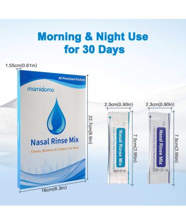mamidomo 4.5g 60 Nasal Rinse Packets Neti Pot Salt Packets Individually Wrapped Packets for Saline Packets Nasal Rinse Salt Packets Allergy Relief Saline Solution for Neti Pots Sinus Relief - Buy Online on GoSupps.com