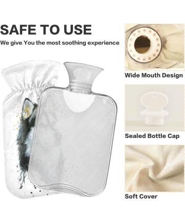NAANLE 2L Hot Water Bottle - Watercolor Husky Design for Pain Relief & Heat Therapy | Transparent Hand Warmer & Bed Companion - Buy Online on GoSupps.com