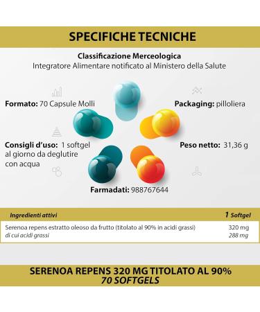 LABOTTEGADEGLIINTEGRATORI SERENOA REPENS 140 SOFTGELS WITH 320 MG OIL STANDARDIZED AT 90 SOFT CAPSULES FOR THE PROSTATE AND URINARY TRACT 1 SOFTGEL CAPSULE PER DAY - Buy Online on GoSupps.com