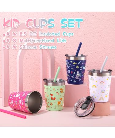 Yahenda 4 Pack Kids Stainless Steel Sippy Cups - Spill Proof Insulated Tumbler with Silicone Straw - Unicorn Mermaid Design - Ideal for Toddlers & Babies - Buy Online on GoSupps.com