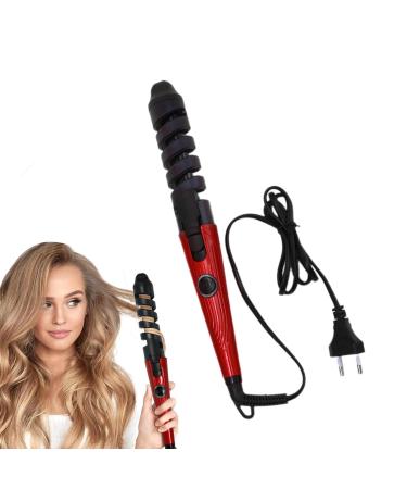 Hair Curling Wand | Portable Curling Wand | Hair Straightener and Curler 2 in 1 Automatic Hair Curler Curling Wand for Girls and Women Red US