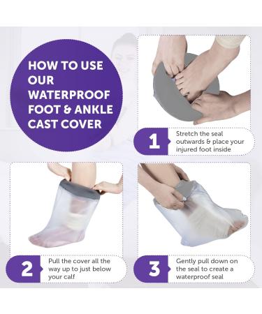 Adult Waterproof Foot & Ankle Cast Cover - Reusable Neoprene Seal - Small-Medium Grey Size S-M - Buy Online on GoSupps.com