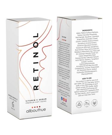 AllBoutHue Retinol Face Serum - Vitamin C & Niacinamide | 100% Vegan Organic Anti-Aging Solution for All Skin Types | 2.0 oz - Buy Online on GoSupps.com