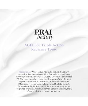 PRAI Beauty Ageless Triple Action Radiance Tonic - Pore Reducing Toner with AHAs for Brightening Exfoliating & Hydrating - 5.4 Oz - Shop Internationally - Buy Online on GoSupps.com