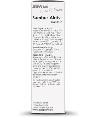 Sambuc Actively Capsules - Vegetarian Energy & Immune Support | Vitamin B Selenium & Coenzyme Q10 | Boost Your Health Naturally - Buy Online on GoSupps.com