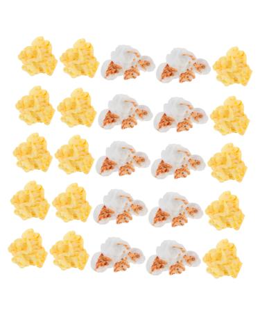 KONTONTY Candy Necklace 20pcs Artificial Popcorn Resin White Accessories Cell Phone Magnet Earrings
