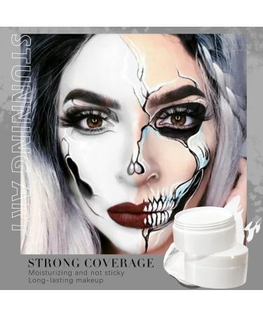 Clown White Face Paint Makeup Kit - Professional 100g Foundation Cream for Halloween & Special Effects - Includes Brush & Sponge - Buy Online on GoSupps.com