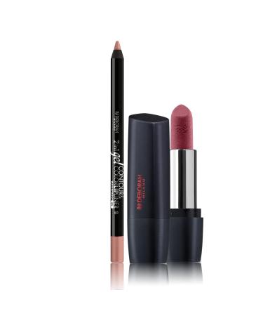 DEBORAH Deborah Milano - Matte red lipstick makeup set with collagen and hyaluronic acid 17 first kisses 4.5g and 2-in-1 gel lip pencil Contour & Colour 01 nude roses high