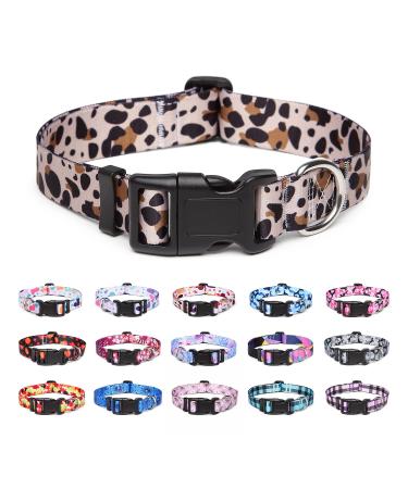 Suredoo dog collar adjustable soft & comfort nylon dogs collar for small medium large dog puppies (l leopard) l (neck circumference 38-63 cm width 2.5 cm) leopard - Buy Online on GoSupps.com