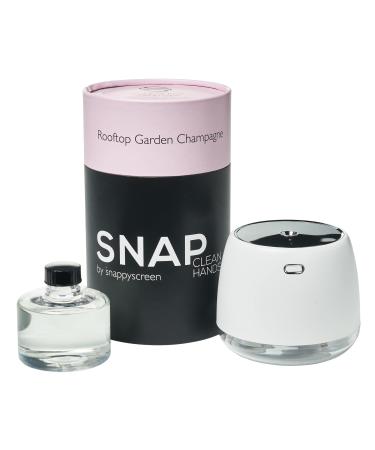 SnappyScreen SNAP Wellness Touchless Mist Hand Sanitizer Device + Cartridge (Rooftop Garden Champagne - White Champagne Flowers Orange Peel and Wild Berries)