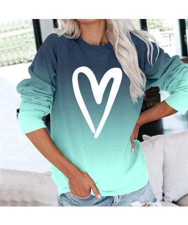 FAPIZI Valentine's Crewneck Sweatshirt - Gradient Casual Sweater Pullover for Women - Trendy Graphic Top (Green, X-Large) - Buy Online on GoSupps.com